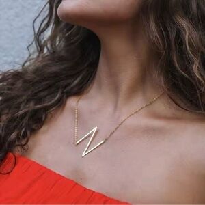18K Gold Plated Initial Letter “N” Pendant Necklace